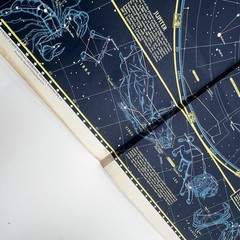 Vintage 1970 The Heavens National Geographic Poster Star Chart Map, 23” x 35”