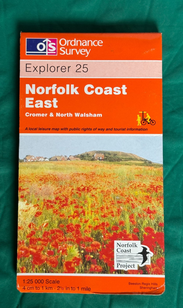 OS, Ordnance Survey, Explorer map Sheet 25, Norfolk Coast East