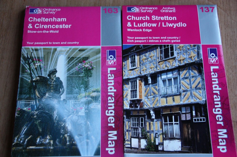 Ordnance Survey OS Landranger Maps 137 & 163 Cheltenham & Cirencester, Ludlow