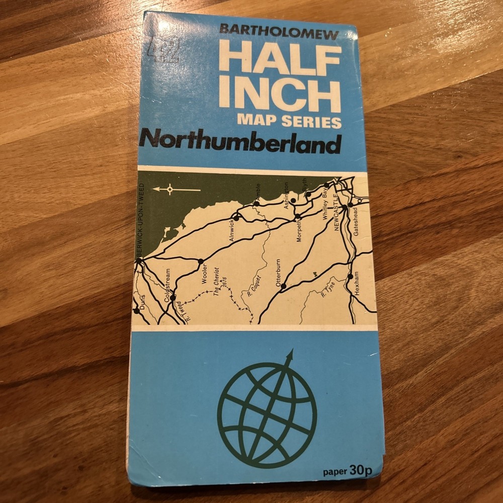 NORTHUMBERLAND Bartholomew Half Inch Map No 42 1972 Newcastle Farne Islands