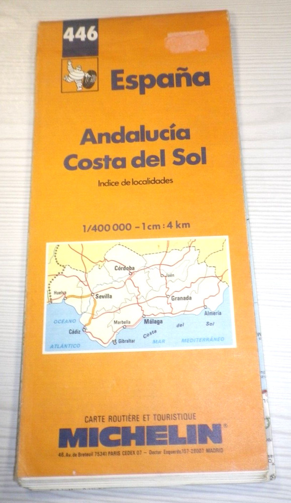Spain – Michelin 1:400,000 Map – Andalucia – Costa del Sol, Sheet 446 – 1989