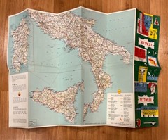 Vintage Shell Map Italy 1960 Italia Gas Station Motor Oil