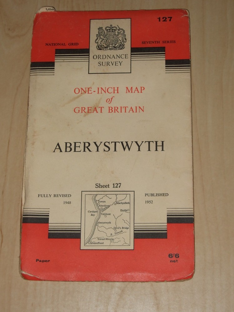ORDNANCE SURVEY SHEET MAP ABERYSTWYTH SHEET 127 VGC NO RIPS TEARS