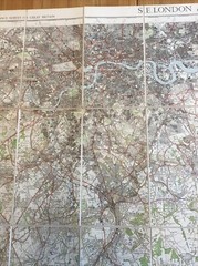 1935 Ordnance Survey One Inch Fifth Edition Cloth Map 115 S.E London & Dartford