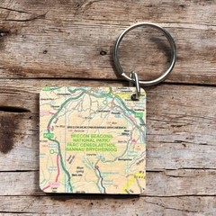 OS Map Wooden Square Key-ring – Brecon Beacons National Park