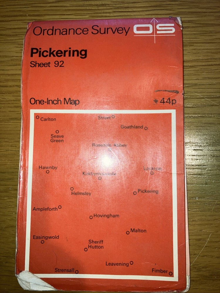 Vintage Ordnance Survey One Inch Pickering 1970 Map 92