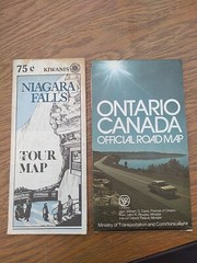 Niagra Falls Tour Map And Ontario Canada Road Map Circa 1970s