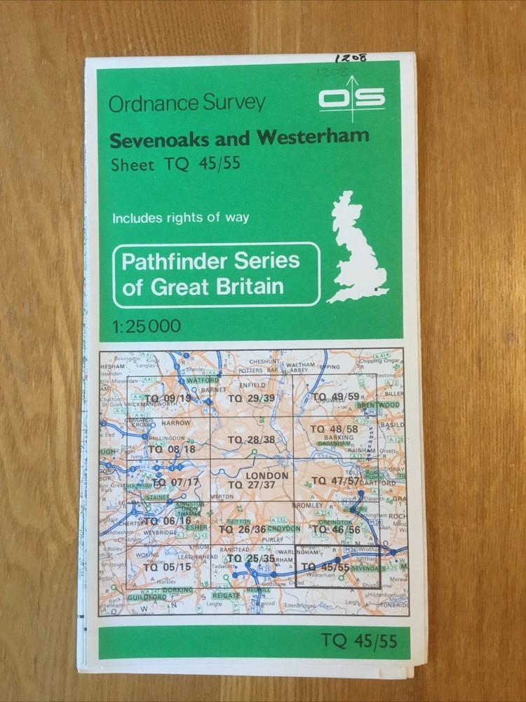 1982 Ordnance Survey Pathfinder Map TQ 45/55 Sevenoaks And Westerham
