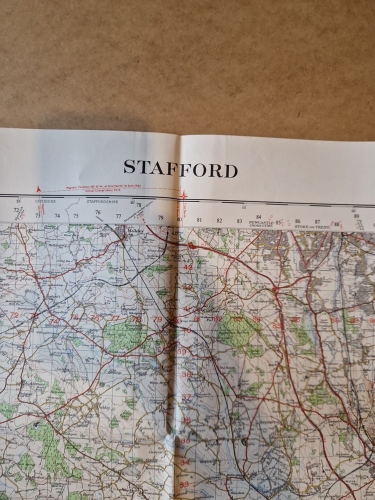 Ordnance Survey Map Of Great Britian – STAFFORD – 1965 – 1/63360
