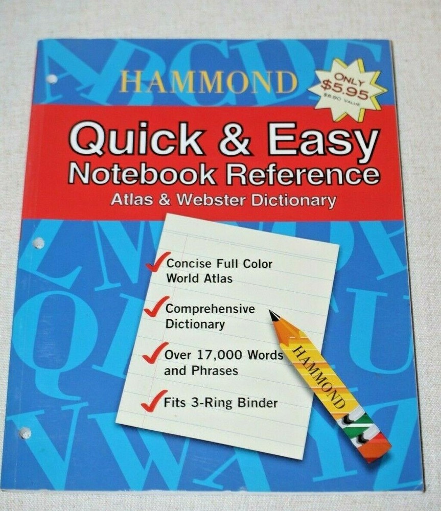 Hammond Quick & Easy Notebook Reference: Atlas & Webster Dictionary Paperback