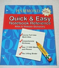 Hammond Quick & Easy Notebook Reference: Atlas & Webster Dictionary Paperback