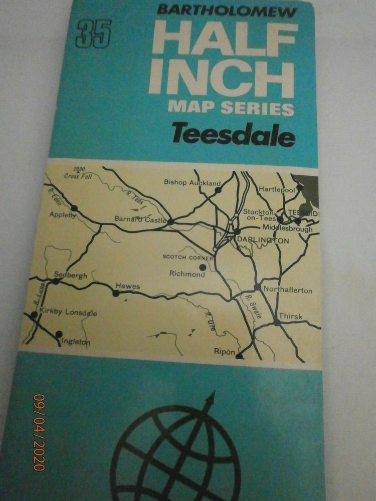 Vintage Map Bartholomew Half Inch Map Series Teesdale No: 35 Dated 1971