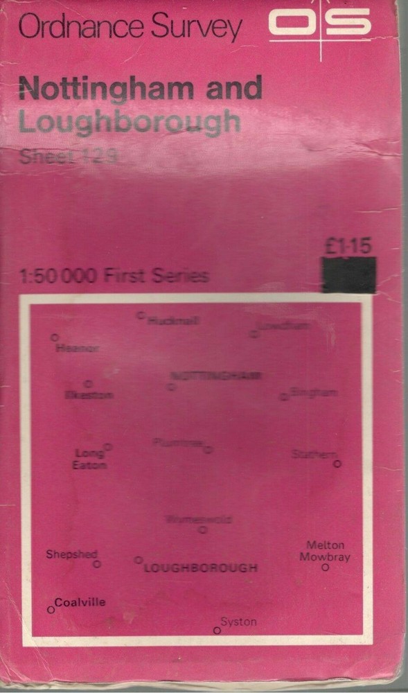 NOTTINGHAM LOUGHBOROUGH No 129 1974 39774 1.500 000 First Series Ord Survey Map