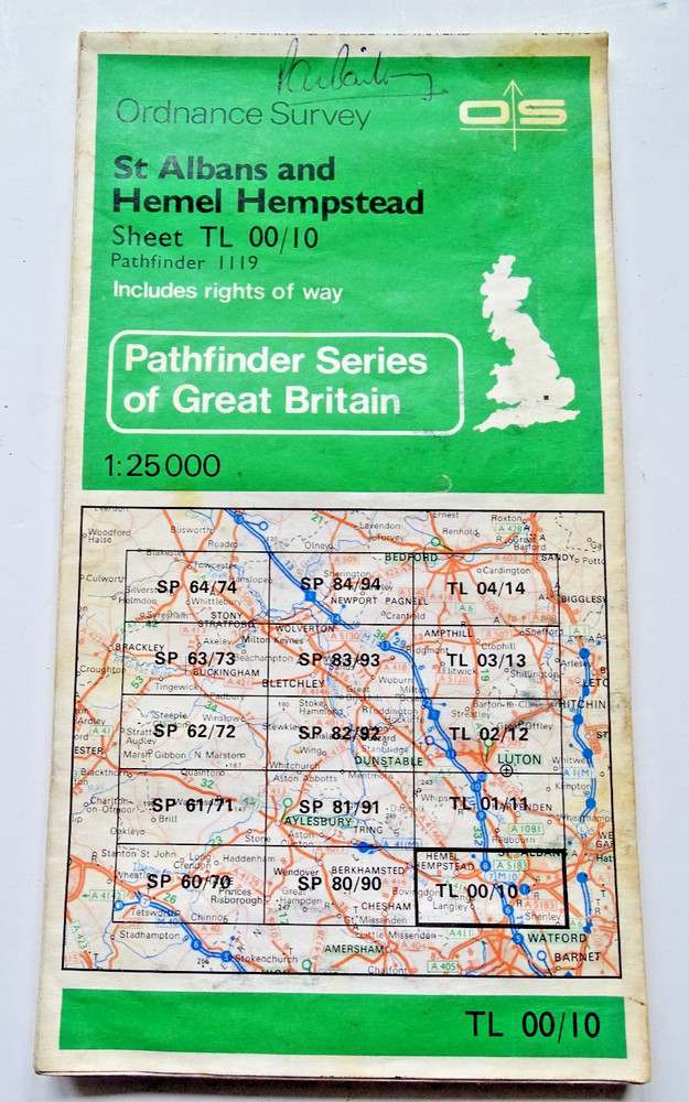 Ordnance Survey Map – Pathfinder – St Albans + – Sheet TL 00/10 – 1:25000 – 1982