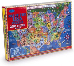 200 Pieces Children Jigsaw Puzzle Educational Toy Gifts – USA Map or World Map