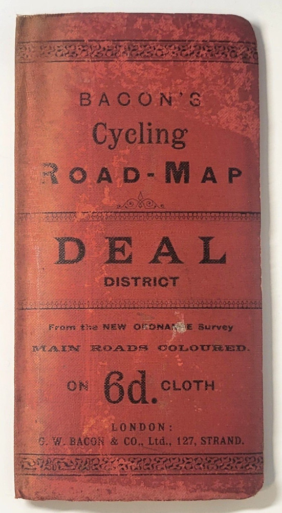 Bacon’s Cycling Road Map Deal District UK Map Fold Out c1890s