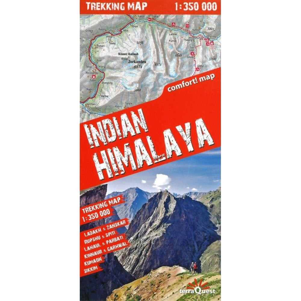 Indian Himalaya TerraQuest Trekking Map laminated hiking trekking