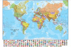 150 x 100 CM Map Of The World Flags Large Poster Education School Wall Travel