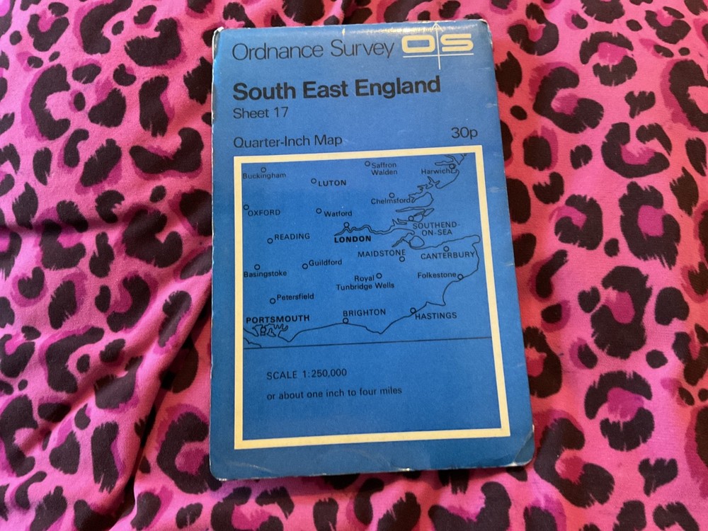Vintage 1976 Ordnance Survey Quarter Inch Map South East England Sheet 17.