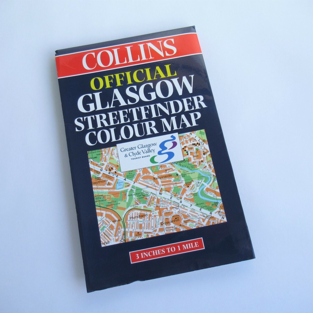 Vintage Collins Official Glasgow Streetfinder 1998 (Street Map Mapping 1990s)