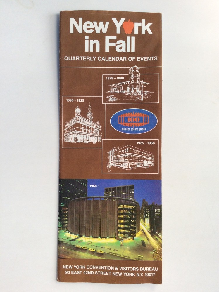Vintage Sheet Map – New York in Fall Quarterley Calendar of Events – USA – 1979