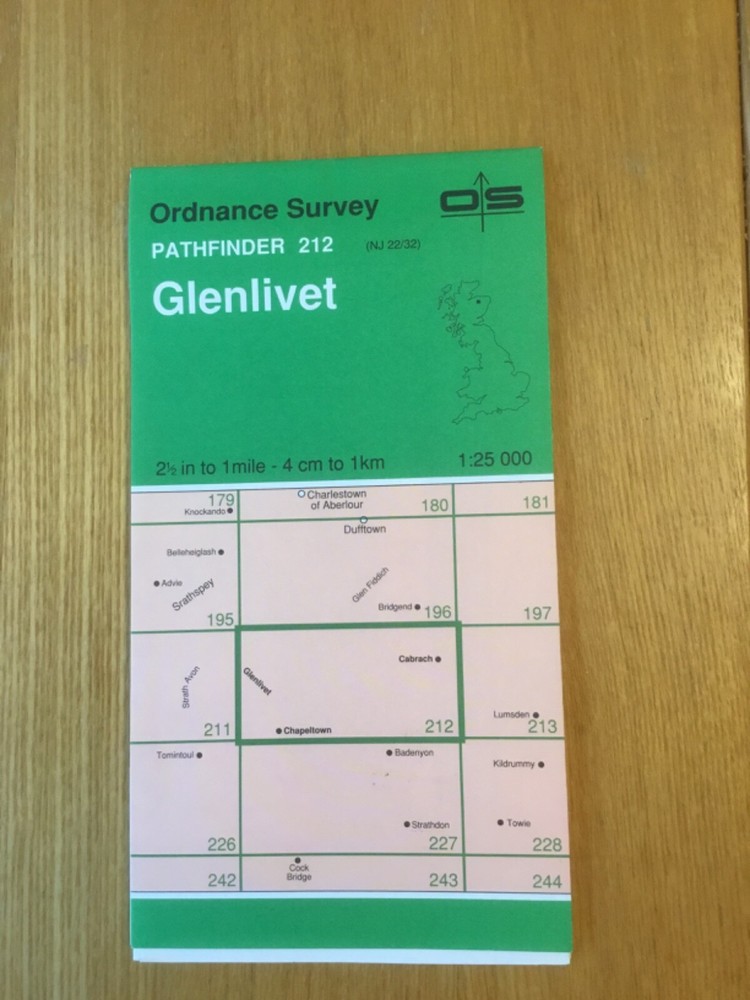 1992 Ordnance Survey Pathfinder Map 212 NJ 22/32 Glenlivet (incl Cabrach )