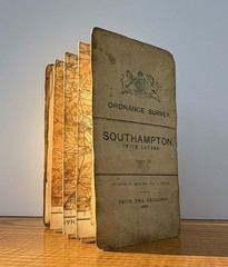 1910 Ordnance Survey Map Southampton Isle of Wight Linen Backed OS