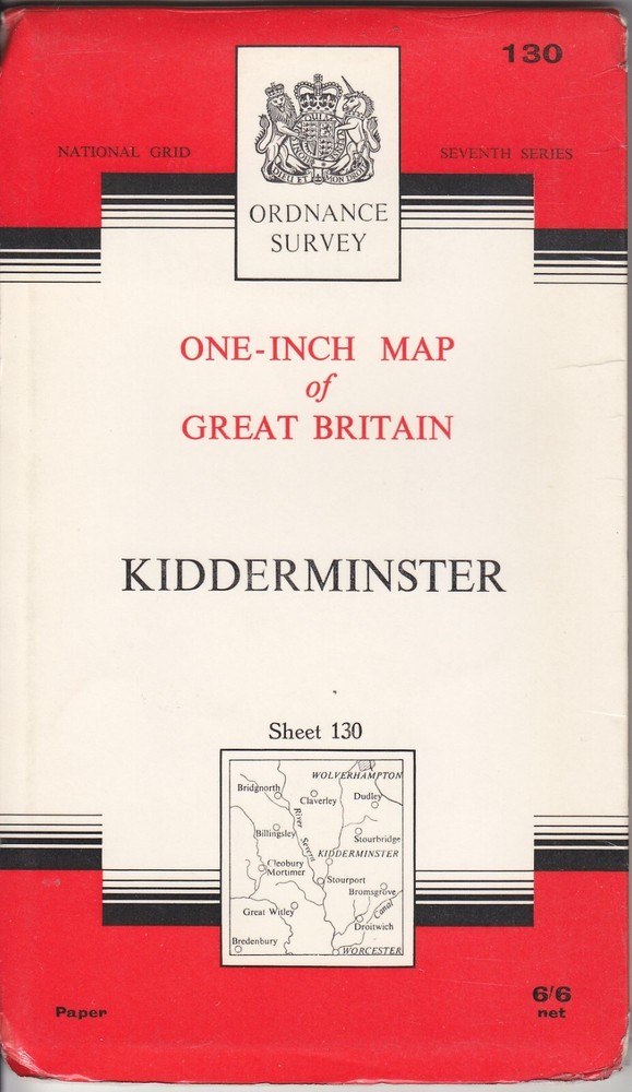 Ordnance Survey One Inch Seventh Series Map No 130 Kidderminster