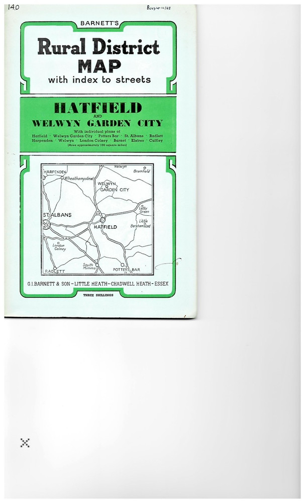 HATFIELD Rural District map by BARNETT’S – circa 1963