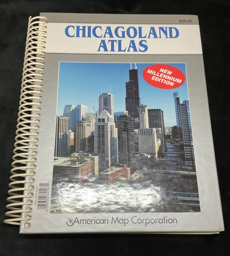 CHICAGOLAND ATLAS 2000 Edition by American Map Corp. Hardcover & Spiral