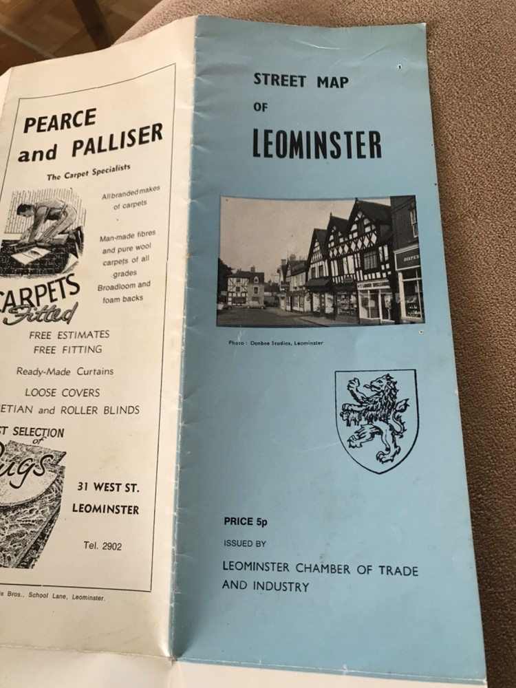 Vintage STREET MAP of LEOMINSTER early 1970s