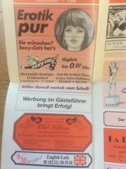 Vintage Schwarzers Düsseldorf Fold Out Wall Map Tourist Guide + Erotic Adverts