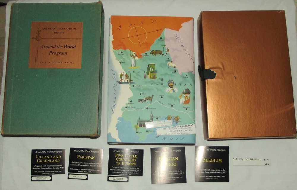 American Geographical Society Around The World Booklets Set 6 w/Stickers 1957-59