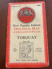 Vintage Ordnance Survey Torquay Sheet 188 Cloth Map 1946 With Writing