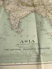 Vintage National Geographic Map Asia And Adjacent Regions 1933