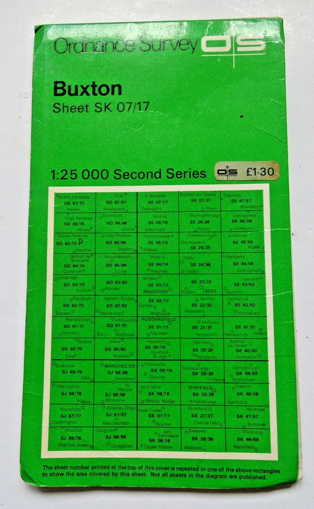 Ordnance Survey Map – SK 07/17 -Buxton – 1:25000 Second Series – 1979