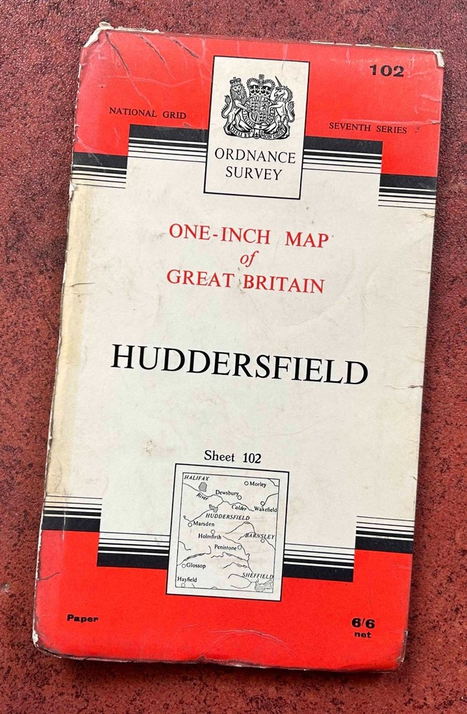 1961 OS Ordnance Survey One Inch Map, of Huddersfield, Sheet 102