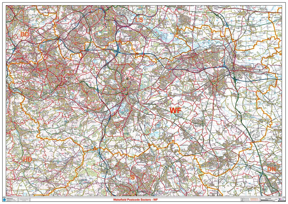 (G120) Map of Wakefield WF Postcode Sectors, Poster of Wakefield Postcodes
