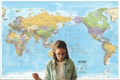 World Map Political Poster Educational Art Wall Chart Travel 45X73CM 18*29in