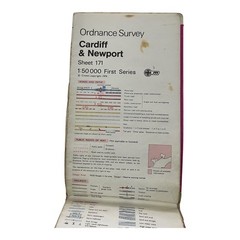 Vintage 1974 Ordnance Survey Map Cardiff & Newport Sheet 171 First Series
