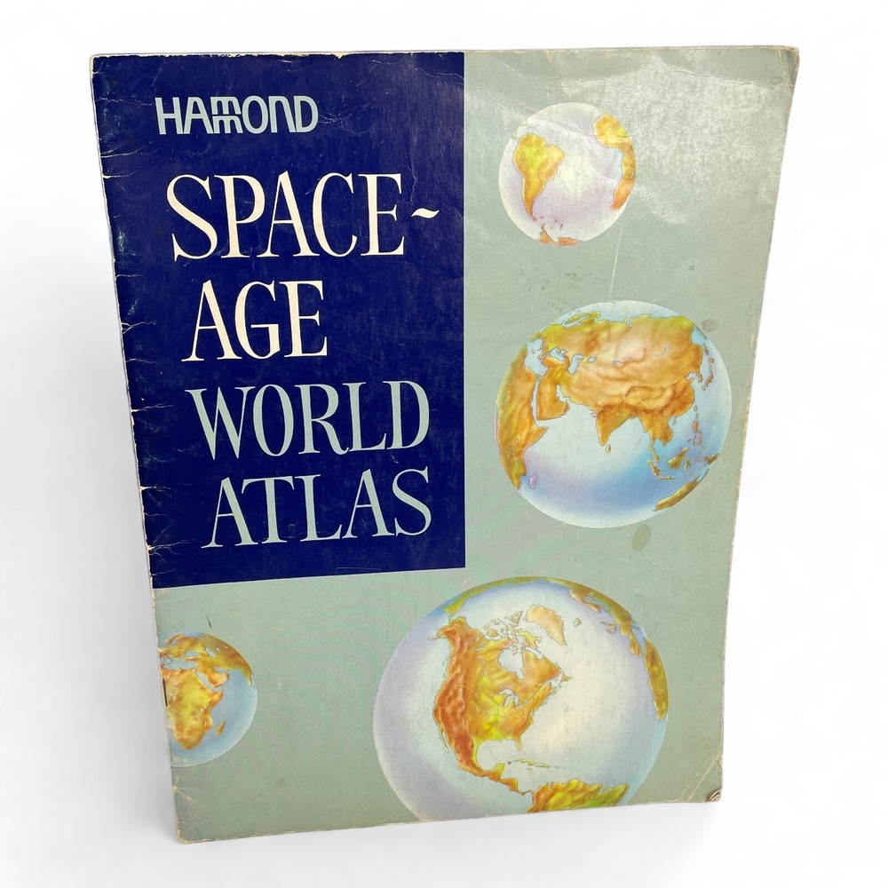 1967 Hammond’s Space-Age World Atlas Paperback w/ Planets Moons Sun 12 x 9.5″