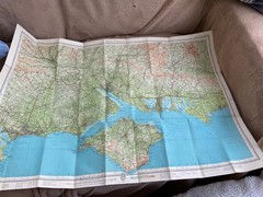 Vintage Bartholomew’s Half Inch Cloth Map, Sheet 5, New Forest.