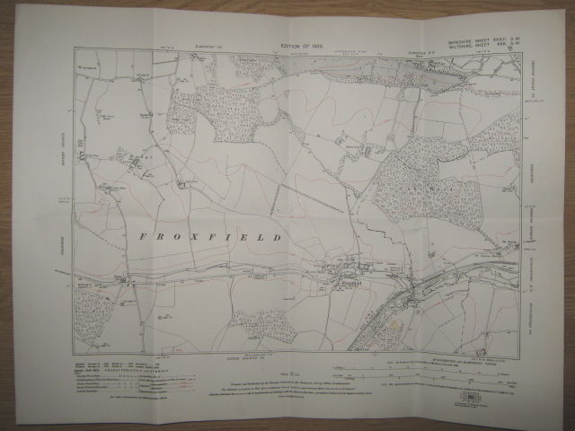 Ordnance Survey 6 inch -1 mile map Berkshire Sheet XXXIII SW, Froxfield, 1925