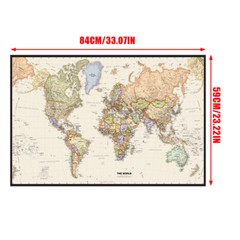 5x3ft 7x5ft Map of the World Art Poster Print Poster Home Office Decoration