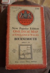 Ordnance Survey New Popular Edition 1″ Bournemouth 179 cloth) 1940