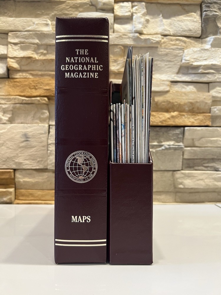 National Geographic Map 2-Piece Slip Cover Case Holder With 20 Various Old Maps