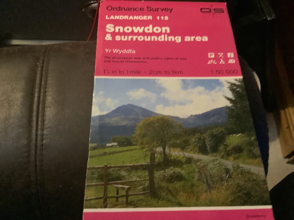 OS Ordnance Survey Landranger Map Sheet 115 Snowdon & surrounding area – 1994