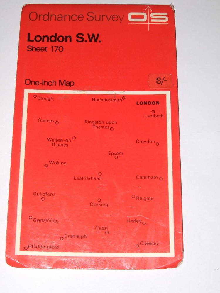 ORDNANCE SURVEY SHEET MAP LONDON SOUTH WEST SHEET 170 VGC NO RIPS TEARS