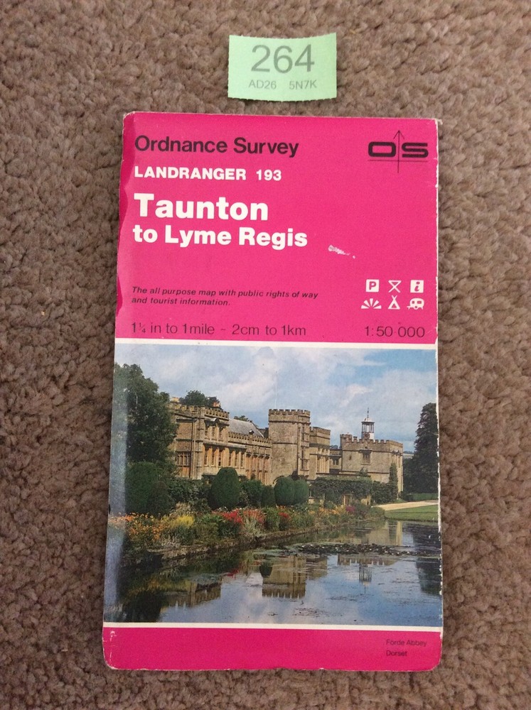 OS Ordnance Survey Landranger Map Sheet 193 Taunton to Lyme Regis, 1982list 264