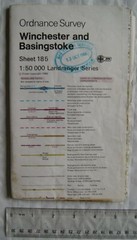 1986 OS Landranger map Sheet 185 Winchester & Basingstoke, second series, update